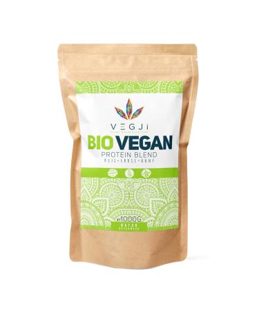 Vegji Bio Vegan Protein Blend 1000g |Bio pea rice & hemp protein |High protein content |Without sweeteners |Natural ingredients (taste: nature) nature 1 kg (1 Pack)