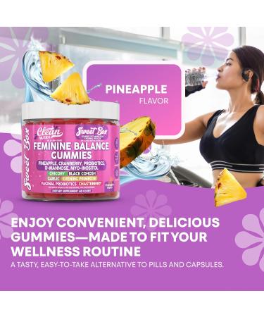 Clean Nutra Feminine Balance Gummies for Women Pineapple VaginalProbiotics pH Balance Cranberry D Mannose Supplement Inositol Black Cohosh Evening Primrose Garlic Vitex GLA Prebiotics Folate 60ct - Buy Online on GoSupps.com