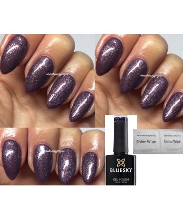 Bluesky Gel Nail Polish PURPLE Dusky Lilac with Fine Silver Glitter QXG165 UV LED Soak Off 10ml