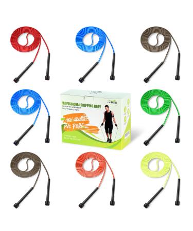 JUSDO 8 Pack Adjustable PVC Jump Rope for Cardio Fitness - Versatile, Both Kids and Adults Women Men Christmas Gift - Great Jump Rope for Exercise,9 Feet