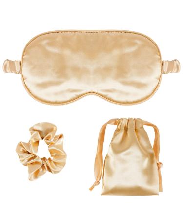 Silk Sleep Masks for Women  Soft Sleeping Eye Masks with Adjustable Straps  Eye Mask Blindfold with a Hair Scrunchie and a Pouch Bag  Eyeshade for Sleeping  Travel Sleep Mask