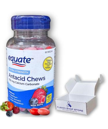 Extra Strength Antacid Chewable Tablets- Wild Berry Flavor 60 Ct (Pack of 1) Boxed by Fusion Shop Store