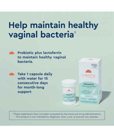 Uqora Promote - Support Vaginal Health* - Probiotic for Women with Lactoferrin Lactobacillus Acidophilus & Lacticaseibacillus Rhamnosus - Vaginal Probiotics - Gluten-Free - 30 Capsules (2 Pack) 15 Count (Pack of 2) - Buy Online on GoSupps.com