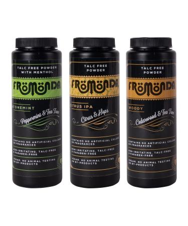 Fromonda (Multi-Scent) Body Powder (5 oz. 3-Pack) Unisex, Talc-Free, Anti-Chafing, Sweat Defense with Essential Oils