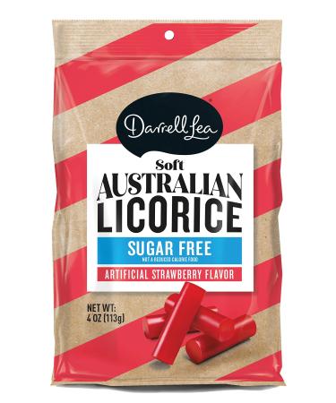Darrell Lea Sugar Free Strawberry Soft Australian Made Licorice 4oz Bag - NON-GMO, Palm Oil Free, NO HFCS & Kosher | Made in Small Batches with Ethically-Sourced, Quality Ingredients 4 Ounce (Pack of 1)
