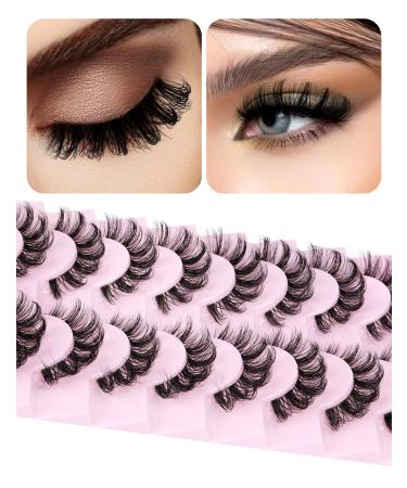 Russian Strip Lashes D Curl Fluffy False Eyelashes Wispy Fake Lashes Thick Volume Reusable Eyelashes Pack 9 Pairs by wtvane Style 3