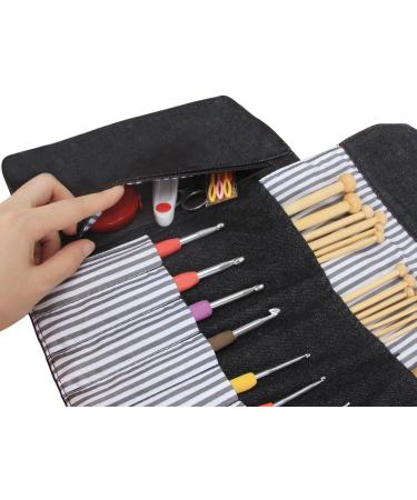 LUXJA Knitting Needles Organizer Rolling Bag - 10 Inches - Black - Buy Online on GoSupps.com