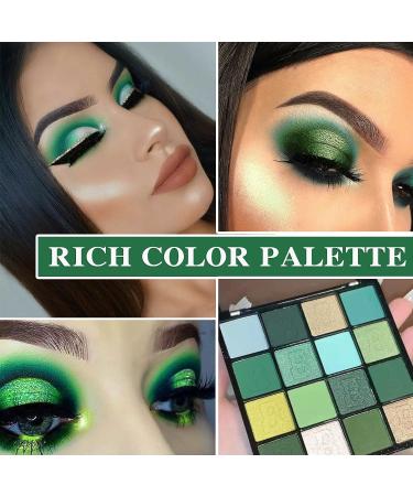 16-Color Green Eyeshadow Palette | Shimmer & Matte | Long-Wear, Waterproof & Highly Pigmented | Professional Eye Makeup Palette - Buy Online on GoSupps.com
