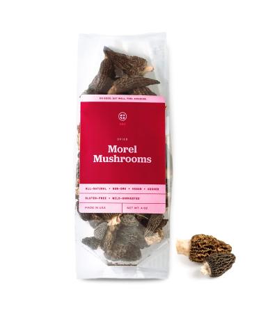 SBO Dried Morel Mushrooms - 4 oz Bag of All-Natural Non-GMO Vegan Kosher Gourmet Whole Dehydrated Morchella Mushroom from Oregon USA - Free of Gluten Dairy and Soy