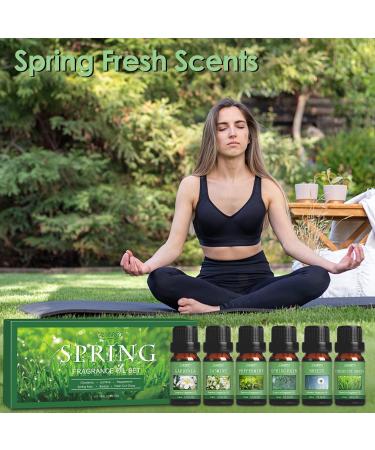 Spring Essential Oils Set for Aromatherapy and Candle Making - Gardenia, Jasmine, Peppermint, Fresh Cut Grass, Spring Rain Breeze Scent Oil - Buy Online on GoSupps.com