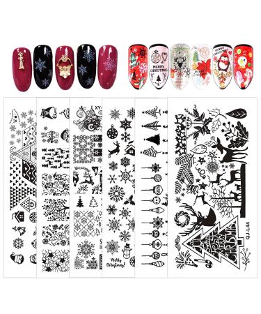 Niceneeded Christmas topic Nail Art Stamping Kit With 6 pieces of nail Stamping Plates for women nail art template Santa Snowmen Template from picture plates nail art plates for nail decoration diy print