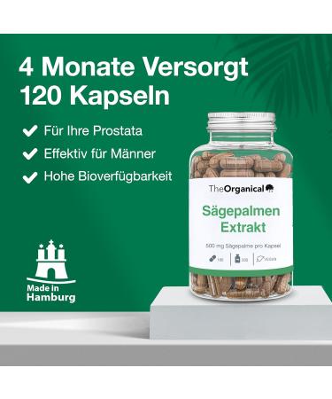 Buy Theorganical Saw Palmetto Extract 500 mg - 180 Capsules | Made in Hamburg | High-Dose No Additives | Prostate Health Supplement - Buy Online on GoSupps.com