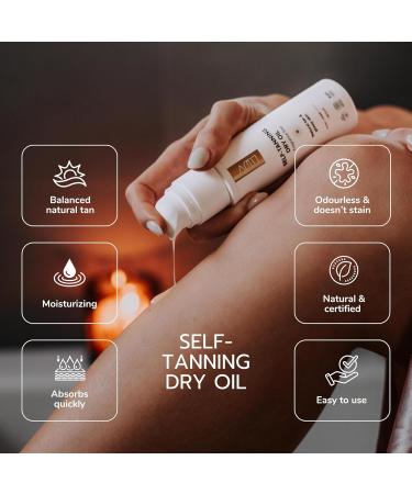 Self Tanning Dry Oil - Medium Tone | Ecocert COSMOS Natural Vegan Streak-Free Hydrating Tan | Easy to Use No Smell Beautiful Natural Glow - Buy Online on GoSupps.com