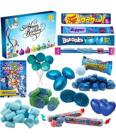 Retro Sweets & Chocolate Mixed Hamper Gift Box|Sweet Treats & Chocolates|Boy Girl Birthday Box|Perfect For Kids Parties Birthday|Happy Birthday Pink Blue Colour C5 Stylish Unique Box (VSTAR) - Buy Online on GoSupps.com
