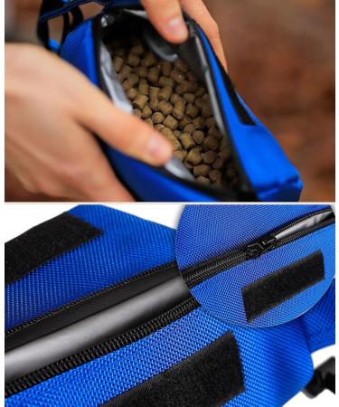Buy Lonto Durable Dog Feed Bag - Water-Repellent Snack Bag with Zipper & Velcro - 18x7x7 cm - Personalized Blue Fabric with Carabiner Hook - Buy Online on GoSupps.com