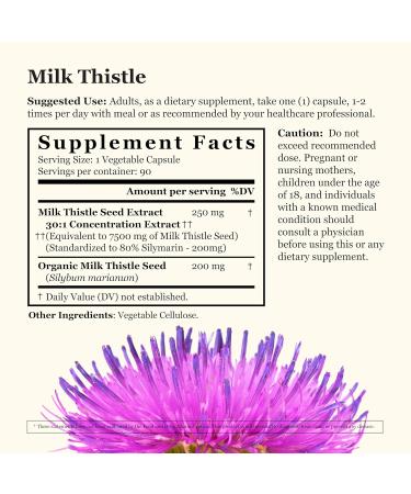Tradewind Naturals Milk Thistle 30:1 Concentrated Seed Extract (250 mg) Equivalent to 7500 mg Raw Seed 80% Silymarin + Full Spectrum Liver Support Pure, Vegan, Non-GMO 90 Vegan Capsules - Buy Online on GoSupps.com