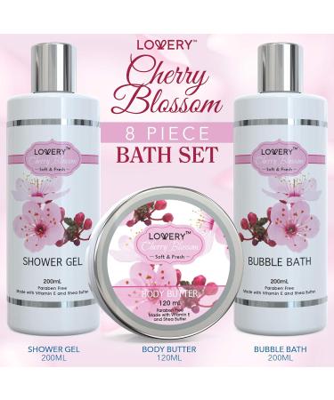 Cherry Blossom Spa Gift Basket Set for Women - Luxury Bath and Body Set with Lotions, Bath Bombs, Mirror, Travel Bag - Perfect Christmas Gift - Buy Online on GoSupps.com