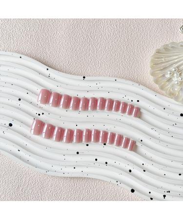 KQueenest Chrome Light Pink Short Square Press on Nails | Acrylic Soft Gel with Pearlescent Effect Perfect Petite False Nail Set for Women & Girls - Buy Online on GoSupps.com