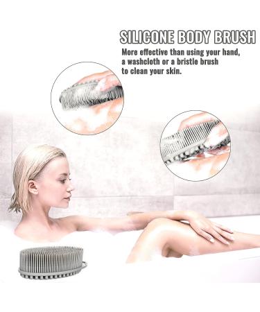 Set of 3 Silicone Body Scrubbers for Gentle Exfoliation - Bath Sponge Shower Loofah Set for Sensitive Skin - Silicone-Black/Gray/Blue - Buy Online on GoSupps.com