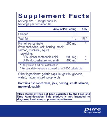 Pure Encapsulations O.N.E. Omega Fish Oil Supplement | 60 Softgel Capsules for Heart, Joints, Skin, Eyes, Cognition | 60 Count - Buy Online on GoSupps.com