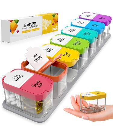 Large 7 Day Pill Organizer - 2 Times a Day Pill Box Case - XL Am Pm Pill Container Holder - Daily Medicine Organizer - Weekly Medication Vitamin Organizers 7 Count (Pack of 1)