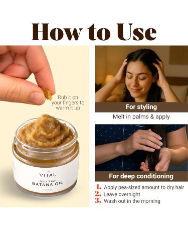 Vital Strands 100% Organic Raw Batana Oil for Hair Growth Strengthens Hair, Reduces Breakage, Enhances Shine Pure, Non-Greasy No Silicones, Sulfates, or Parabens All Hair Types 2oz Glass Jar - Buy Online on GoSupps.com