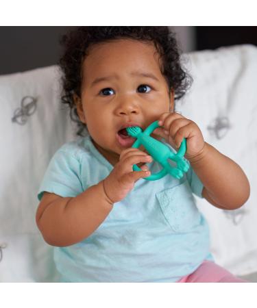 Matchstick Monkey Antimicrobial Silicone Teether & Gel Applicator - BPA Free, Easy-to-Grip, Green Monkey Design - 11cm, 3 Months+ | Shop Now! - Buy Online on GoSupps.com