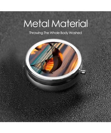 Sunset Beach Hammock Round Pill Box | 3 Compartment Portable Organizer for Travel & Purse - Buy Online on GoSupps.com