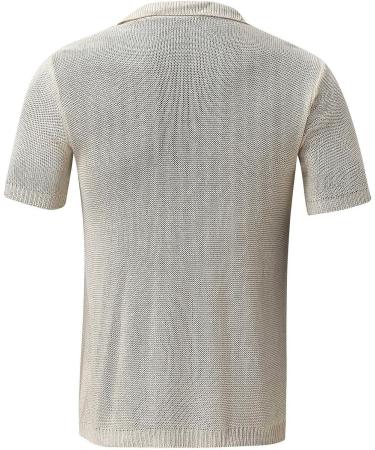 Men's Summer Lightweight Mesh Wool Knit Cardigan Sweater - England Style Short Sleeve Shirt (Yellow, Large) - Buy Online on GoSupps.com