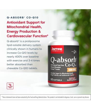 Jarrow Formulas Q-Absorb Co-Q10 100 mg - 60 Softgels (2 Pack) | High Absorption Antioxidant for Energy & Heart Health - 120 Servings - Buy Online on GoSupps.com