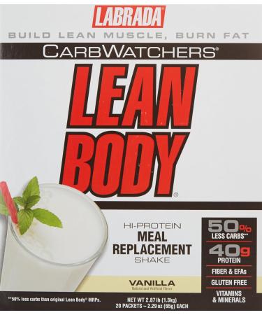 Labrada Nutrition Carb Watchers Lean Body Hi-Protein Meal Replacement Shake Vanilla Ice Cream 2.29-Ounce Packets (Pack of 20) Vanilla Ice Cream 20 pak - Buy Online on GoSupps.com