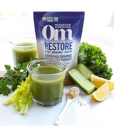 Om Mushroom Superfood Restore Blend Powder - 3.5 oz | Immune Support, Detox & Recovery with Cordyceps & Reishi - 50 Servings - Buy Online on GoSupps.com