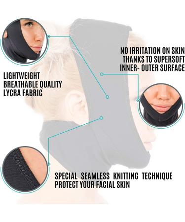Chin Compression Garment After Liposuction Surgery - Black Large Neck Cover Strap Bandage - Buy Online on GoSupps.com