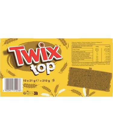 TWIX TOP - Milk chocolate and caramel biscuit - 10 individual cookies - 210g - Buy Online on GoSupps.com