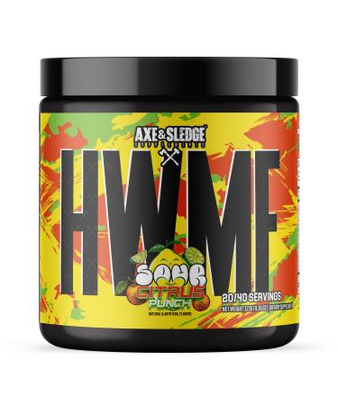 Axe & Sledge HWMF High Stim Pre-Workout Powder | 400mg Caffeine | Pre-Workout for Men & Women with Citrulline Beta Alanine & Alpha GPC - Energy Pump & Focus | 20/40 Servings Sour Citrus Punch