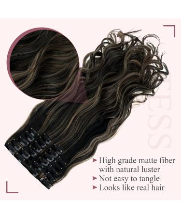 TESS Curly Clip in Hair Extensions 22 inch Body Wave Hair Extensions Clip in 12 pieces Clips in Extensions Synthetic Hair Extension Clip in Wavy Bresilien Hair Clip Extension - Buy Online on GoSupps.com