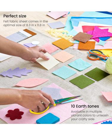 Arteza Craft Felt Sheets - Set of 50 - 8.3 x 11.8 inches - 10 Earth Tones - Non Woven Fabric Squares for DIY Crafts - Buy Online on GoSupps.com