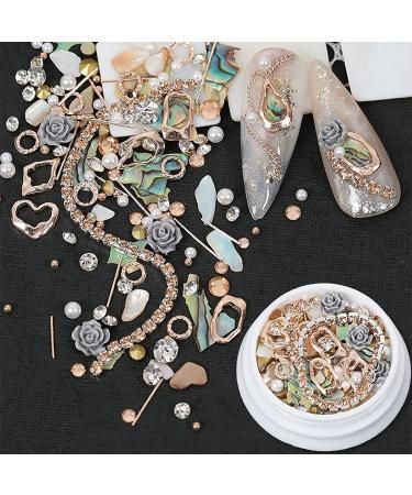 Doyizz 3D Nail Art Charms: Rose Flower Metal Studs, Rhinestones, Chain, Shell Slices - 4 Box Mixed Style Nail Art Decoration - Buy Online on GoSupps.com