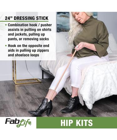 FabLife Hip Kit: Mobility Aid for Hip & Knee Surgery Recovery - Includes Reacher, Sponge, Sock & Shoe Aid - Buy Online on GoSupps.com