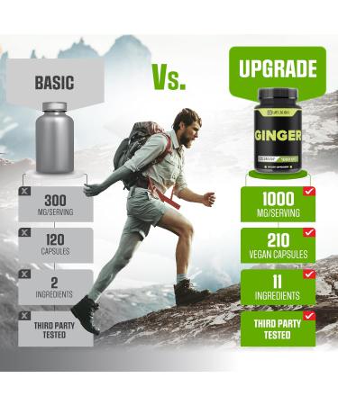 WELBUDA 1000mg Ginger Supplements Capsules with Berberine HCl Elderberry Echinacea & More - 11in1 Support Digestion Joint Health Immune System and Heart Health - 210 Ginger Pills - Buy Online on GoSupps.com