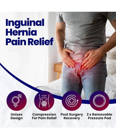 Inguinal Hernia Belt for Men & Women - Large Truss Brace with 2 Compression Pads for Umbilical & Femoral Hernias - Groin and Abdominal Support - Buy Online on GoSupps.com