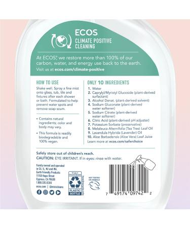 ECOS Shower Cleaner with Tea Tree Oil 44 Fl Oz (Pack of 2) - Earth Friendly Cleaning Solution - Buy Online on GoSupps.com