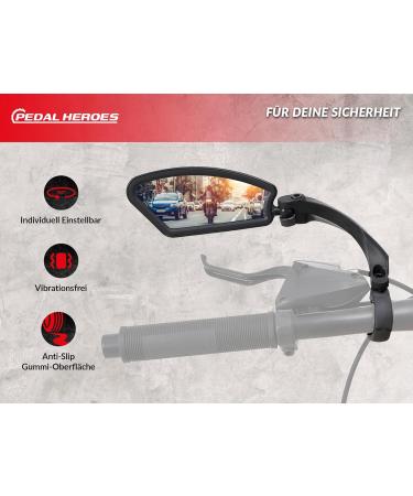 Pedal Heroes Foldable Bike Mirror with Cleaning Cloth & Bag | Stable Handlebar Rear Mirror for E-Bikes - Buy Online on GoSupps.com