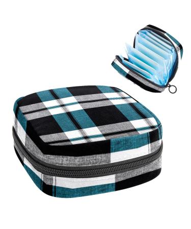 Women's bonds Storage pockets Stillpad holder black & blue Scottish plaid plaid Portable period kit pocket feminine product bag for women girls color1