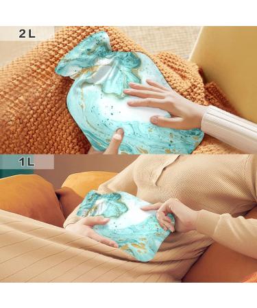 Marble Hot Water Bottle with Cover - 2L Pain Relief for Hands & Feet Bed Warmer - Ideal for Comfort & Warmth - Buy Online on GoSupps.com