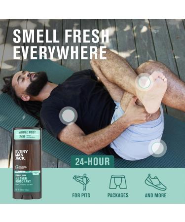 Every Man Jack All Over Deodorant - 24 Hour Whole Body Odor Protection - Aluminum Free - Coastal Surf Scent 2.6 oz (1 Pack) Coastal Surf 2.6 oz (Pack of 1) - Buy Online on GoSupps.com