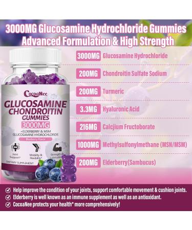 3 Packs 3000MG Glucosamine Chondroitin Gummies Extra Strength Joint Support Supplement with MSM & Elderberry Flexibility Antioxidant Immune Support Gummy for Adults Men & Women 180Cts 60 Count (Pack of 3) - Buy Online on GoSupps.com