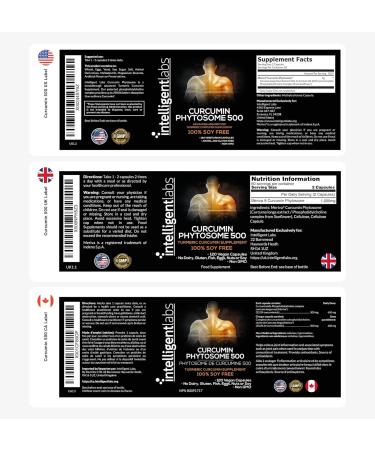 Intelligent Labs Meriva Curcumin Phytosome - 500mg Complex, 2900% Better Absorption, 120 Capsules - Soy Free - Buy Online on GoSupps.com