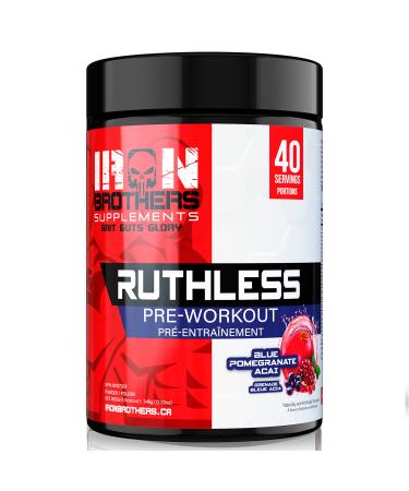 Iron Brothers Supplements Ruthless Pre workout Powder for Women & Men | Creatine-Free Nitric Oxide Booster | Energy & Focus | Workout Supplement Bulk Pre-Workout | 40 Servings (Pomegranate Acai)