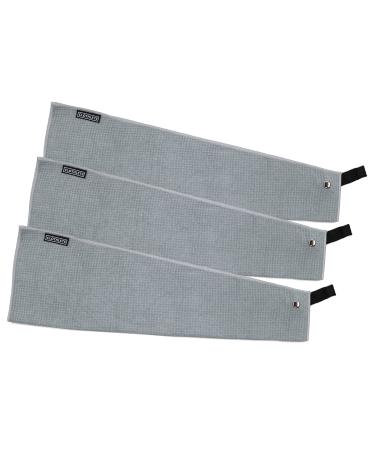 Magnetic Microfiber Golf Towel 16" x 24" (Gray, 3 Pack) Gray 3 pack